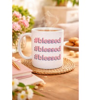 Northcity #Blessed Yazılı Porselen Kupa Model 34 - Motivasyonlu Kahve Kupası ve Hediye