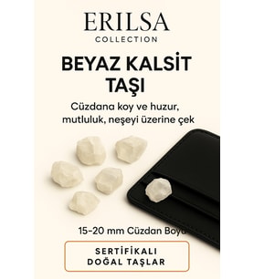 Sertifikalı Cüzdan Boy Ham Beyaz Kalsit Taşı Kütle Zihinsel Temizlik Negatif Enerjiyi Nötrler
