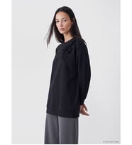 LC WAIKIKI Siyah Çiçek Aplikeli Soft Touch Kadın Sweatshirt Tunik