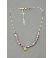 Nazar Boncuklu Zirkon Taşlı Kolye (Pembe)