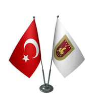 Masa Üstü Kara Kuvvetleri Bayrağı Türk Bayrağı İkili Krom Direk Masa Bayrak Seti