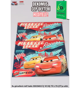 "DEKOMUS CEP DEFTERİ HEDİYELİ " YENİ SEZON LİSANSLI CARS 2'Lİ ÇITÇITLI DOSYA