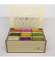 Ahşap Çay Kutusu Tea Box 9 Bölmeli Akc (45 Adet Bitki Çayı Dahil)