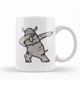 Dabbing Rhino Rhinoceros Dab Animal Kupa Bardak Porselen