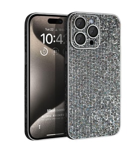 Microsonic Apple iPhone 16 Pro Kılıf Bling Rhinestones Koyu Gri (Koyu Gri)