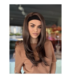 Bandanalı Kahve Tonu Peruk Model