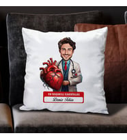 Kişiye Özel Hediye En Başarılı Erkek Kardiolog Karikatürlü Yastık