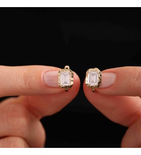 Aynalı Baget Küpe 14K
