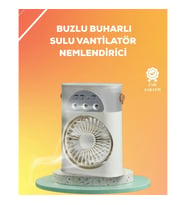 Mey İthalat® Mini Klima Fan USB'li, 7 Renk Gece Işığı, 3'ü 1 Arada Fonksiyon
