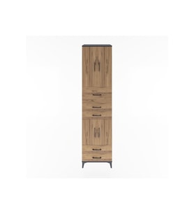 Hyperion Dolap 4 Raflı 5 Çekmeceli 4 Kapaklı 60x44x243 Antrasit-Çam