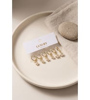 Yıldız Zirkon Taşlı Gold Renk Pirinç Set Küpe 5886