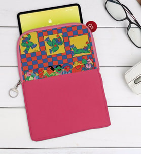 BK Gift Modern Soyut Tasarımlı Taşınabilir Koruyucu Tablet Kılıfı & Organizer Çanta - Pembe-5