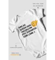 Amaa senden daha yazılı Kısa Kollu Bebek Body %100 Pamuk