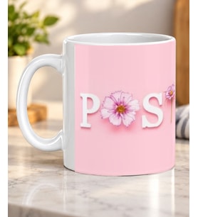 Positive Yazılı Çiçekli Pembe Motivasyon Sözlü Sevdiklerinize Hediye Porselen Kupa Bardak