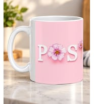 Positive Yazılı Çiçekli Pembe Motivasyon Sözlü Sevdiklerinize Hediye Porselen Kupa Bardak