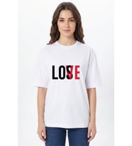 Love Lose Baskılı Beyaz Tişört - %100 Pamuk Bisiklet Yaka Unisex Grafik Tasarım T-Shirt