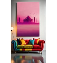 PEMBE TONLARDA CAMİİ FOTOĞRAFI V1 Ev Duvar Salon Güzellik Salonu Ofis Dükkan Dekarasyon Kanvas Tablo (Çok Renkli)