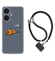 Realme C55 Kılıf Resimli Boyun Askılı İpli Desenli Silikon Orange Escape 1374