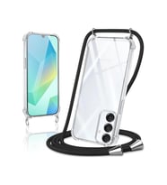 Teknomoda Samsung Galaxy A16 ile uyumlu Kılıf Boyun Omuz Askılı iPli Anti Şok Korumalı Şeffaf Silikon Siyah iPli