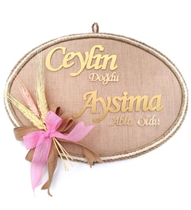 Lora Davet Bebek kapı süsü, Hastane kapı süsü, Duvar süsü,  Bebek çelengi (1 Adet) Pembe - 36229