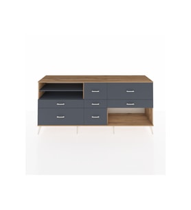 Hyperion Konsol 2 Raflı 7 Çekmeceli  220x44x99 Çam-Antrasit
