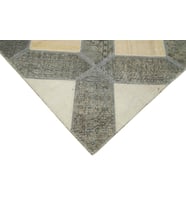 Modern Gri El Dokuma Salon Halısı Geometrik Motifli Patchwork Stil Yün Karışımlı Rahat