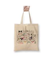 Funny Cat Kedi Beyaz Bez Çanta Uzun Saplı Alışveriş Çantası Plaj Çantası