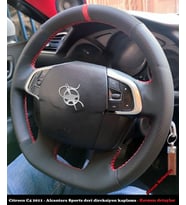 Citroen C4 2011 Araca Özel Direksiyon Kılıfı (NOKTA NUBUK YÜZÜKLÜ) (Karışık)