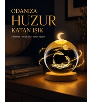 Yunus Temalı Kristal Küre USB Işıklı Ahşap Altlıklı Gece Lambası