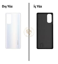 Oppo KAPAK Reno 4 Beyaz Arka Kapak Arka Cam Batarya Kapağı Lazer Kesim Kapak Pil Kapağı Back Cover
