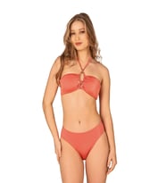 Endeep Kadın Aksesuar Detaylı Boyundan Bağlamalı Turuncu Bikini Takımı