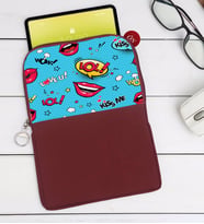 BK Gift Pop Art Tasarımlı Taşınabilir Koruyucu Tablet Kılıfı & Organizer Çanta - Bordo-6