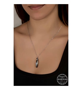 Swarovski Crystal Taşlı Top Zincir Çubuk Gümüş Kadın Kolye