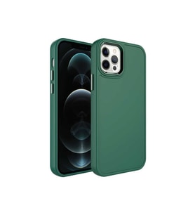 Apple iPhone 14 Pro Uyumlu Kılıf Metal Çerçeve ve Buton Tasarımlı Sert Zore Botox Kapak (Koyu Yeşil)