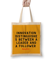 Henry Ford Quotes - Entrepreneurs Motivation İnspiration Success Work Gifts Bez Çanta Uzun Saplı