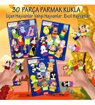 3 Set - 30 Parça Tox Vahşi, Evcil ve Uçan Hayvanlar Parmak Kukla T771 T781 T222