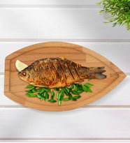 BK Gift Kayık Tasarımlı Doğal Masif Ahşap Yemek Sunum Tabağı