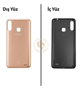 Infinix Hot 7 Gold Uyumlu Arka Kapak Arka Cam Batarya Pil Kapağı Lazer Kesim Back Cover