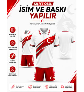 Türkiye Milli Takım Çocuk Forması Polo Yaka Y02 Kişiye Özel İsim Yazılır (Çorap Hediye )