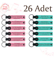 Pembe & Turkuaz, 26’lı Set, İsim Yazılabilen Deri Anahtarlık, Yılbaşı Kutlamalarına Küçük Hediye