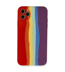 Apple İphone 11 Pro Kılıf Ebruli Lansman Silikon - Kırmızı-mor