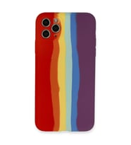 Apple İphone 11 Pro Kılıf Ebruli Lansman Silikon - Kırmızı-mor