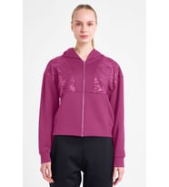 Kadın Fermuarlı Kapüşonlu Sweatshirt 25N-2125 (Mor)