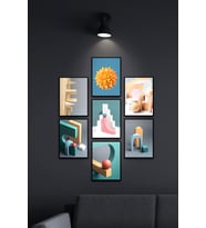 Çerçevesiz Çerçeve Görünümlü Minimal Abstract7 Parça Mdf Tablo Seti Modern