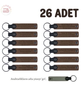 Açık Kahverengi & Gri, Avukatlık Bürosuna Özel Anahtarlık, 26' lı Set, Konuklarınıza Değerli Hediye