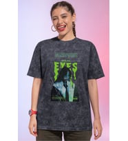 Tasarım Billie Eilish Şarkıcı Baskılı Unisex Oversize Vintage Yıkamalı Tişört