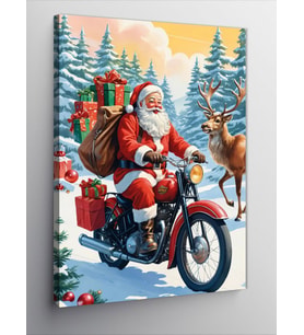 Kanvas Tablo Noel Baba Ve Geyik