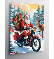 Kanvas Tablo Noel Baba Ve Geyik