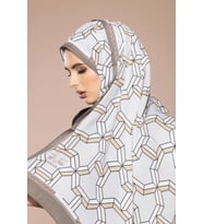Geometrik Desen Modal Seri Şal Eşarp Askısı ile Birlikte 75x200 cm Yeşil Gold-75