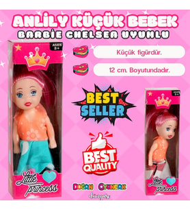 Anlily Bebek 12 cm. - Oyuncak Parmak Bebek - Barbie Chelsea Bebek - Küçük Bebek Oyun Evleri İçin Beb (Çok Renkli)